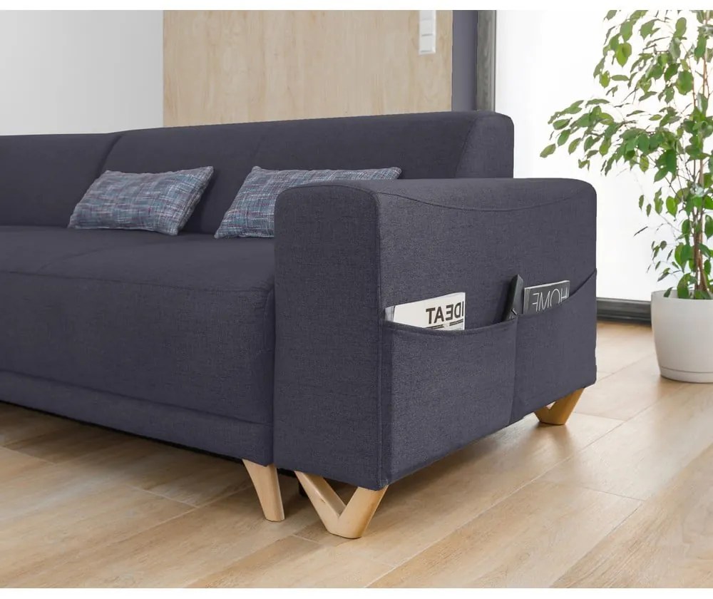 Antracitová rozkladacia/s úložným priestorom rohová pohovka (ľavý roh/do L) Classy Sophie – Miuform