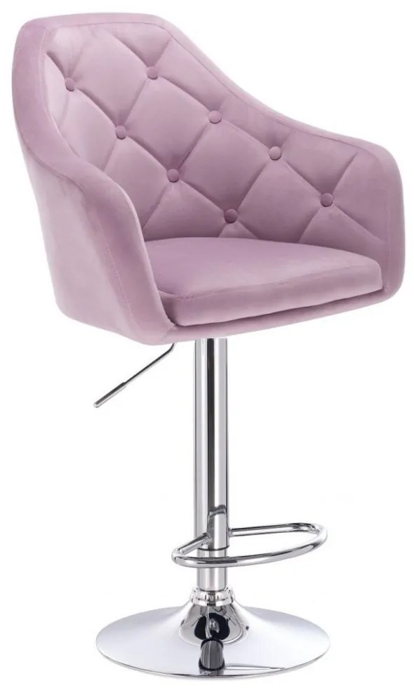 LuxuryForm DESIGN Barová stolička ANDORA VELUR na striebornom tanieri - levanduľa