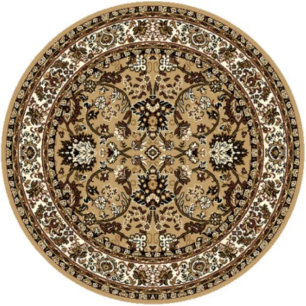 Alfa Carpets, Kusový koberec TEHERAN T-117 beige kruh, 190x190 (průměr) kruh, béžová, chodba / predsieň