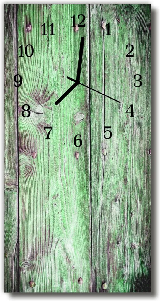Nástenné hodiny vertikálne  zelené drevo