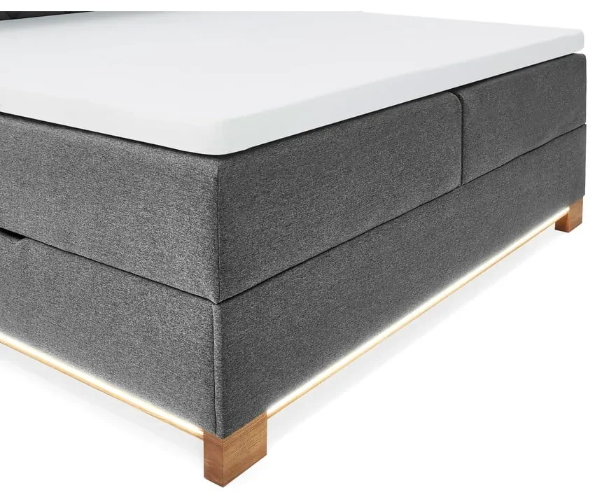 Sivá boxspring posteľ s úložným priestorom 180x200 cm Messina – Meise Möbel