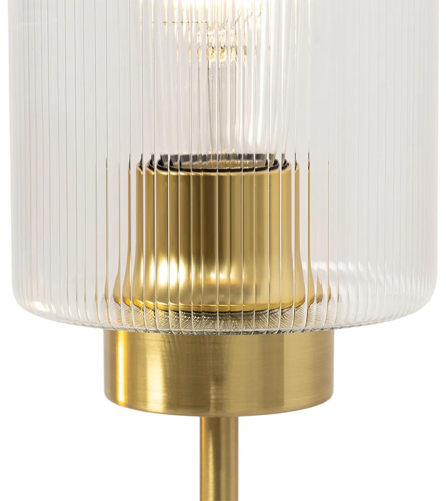 Art Deco stolná lampa zlatá so sklom 2-svetlo - Laura