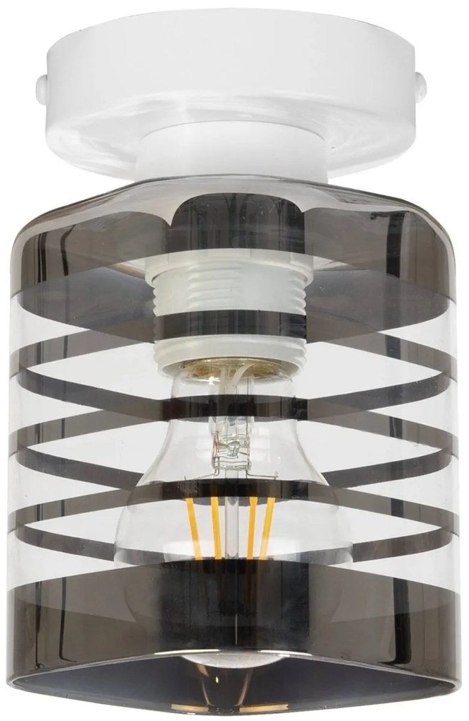 Stropné svietidlo Helix, 1x sklenené tienidlo so vzorom, w