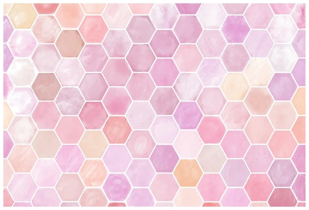 Samolepiaca tapeta ružový hexagón vzor