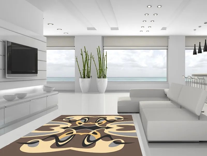 GDmats, Dizajnový kusový koberec Art nouveau, 130x170, hnedá, obývacia izba