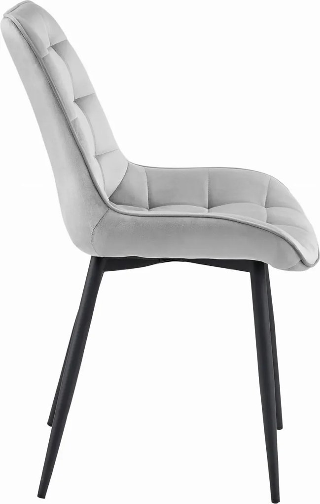 Svetlosivá zamatová stolička BERA s čiernymi nohami