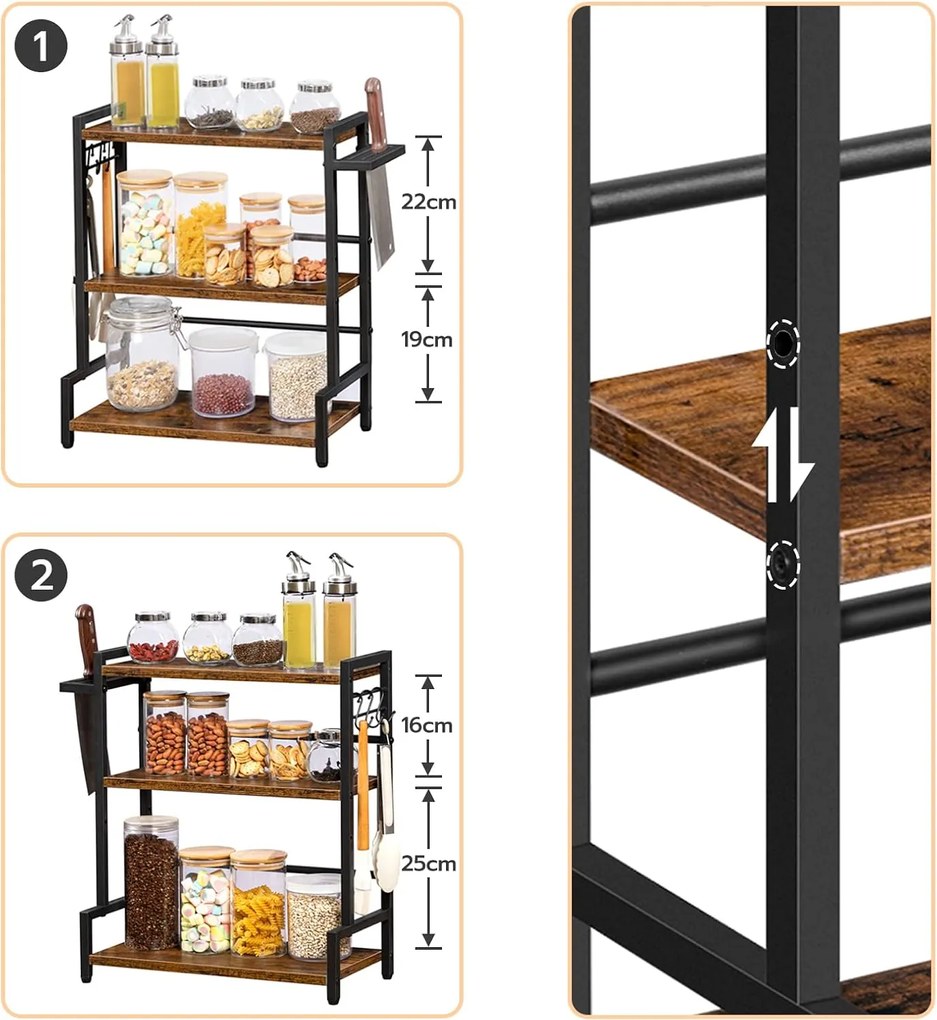 Stolový kuchynský regál Vasagle Noby 43 cm hnedý/čierny