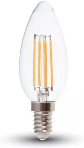 LED žiarovka E14 4W filament C35 Farba svetla: Studená biela 6000K