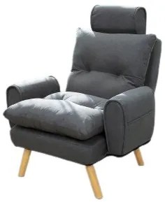 Kreslo ušiak Boris tmavo sivé s taburetkou