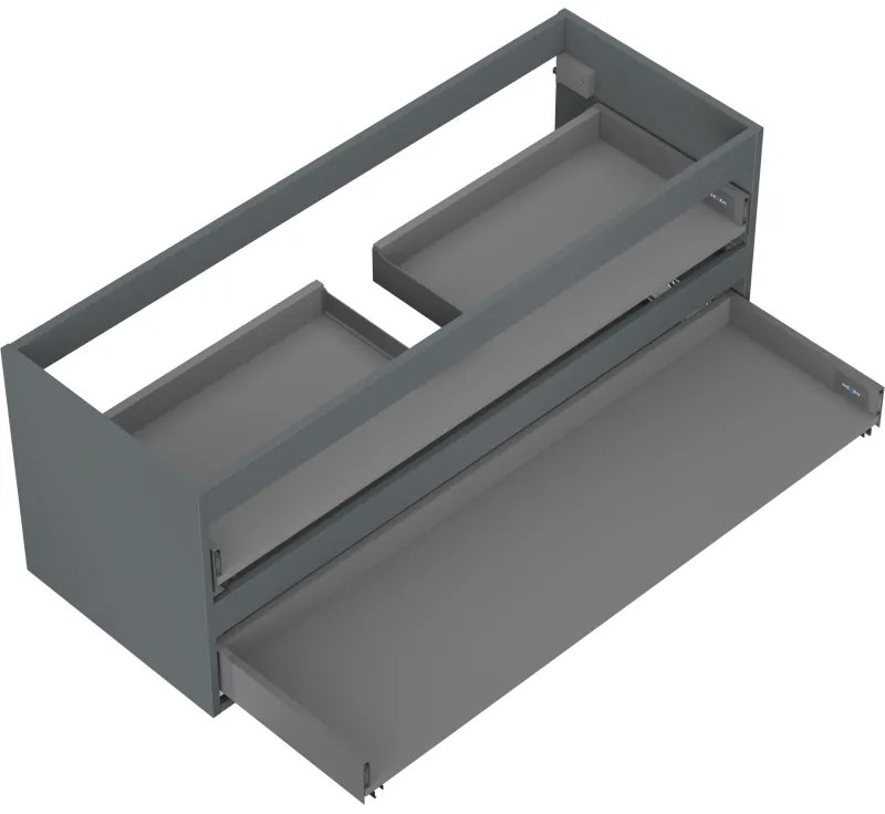 Mexen Box-A, závesná skrinka 120 cm, 2 zásuvky, grafitová matná, 91AX0-1200-470-2-66