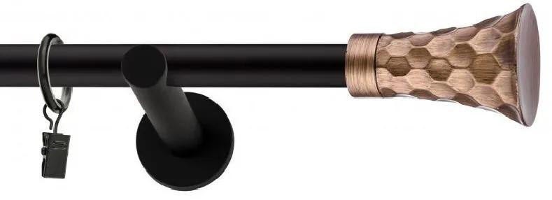 Dekorstudio Garniža jednoradová SFERIC medená MIX čierna-matná 19mm Dĺžka: 140cm, Typ príslušenstva: Krúžky tiché so štipcami