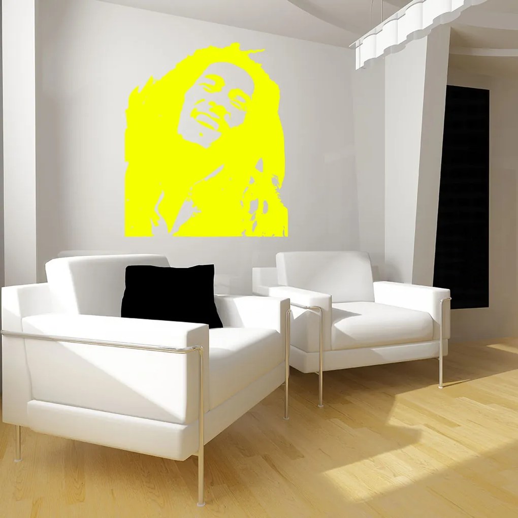 Veselá Stena Samolepka Portrét Bob Marley Farba: bílá, Veľkosť: 100 x 84 cm