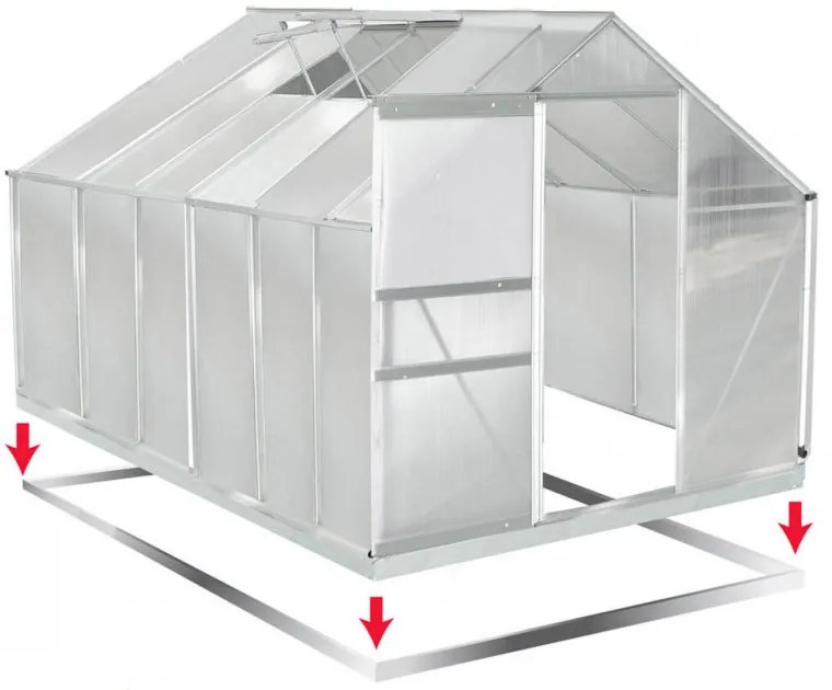 Polykarbonátový skleník 380 cm x 190 cm x 195 cm - 7,22m2
