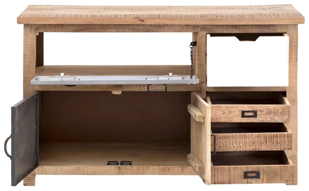 furniture-nabytek.cz - Masívna umývadlová skrinka Pune z mangového dreva, lakovaná, prírodná farba