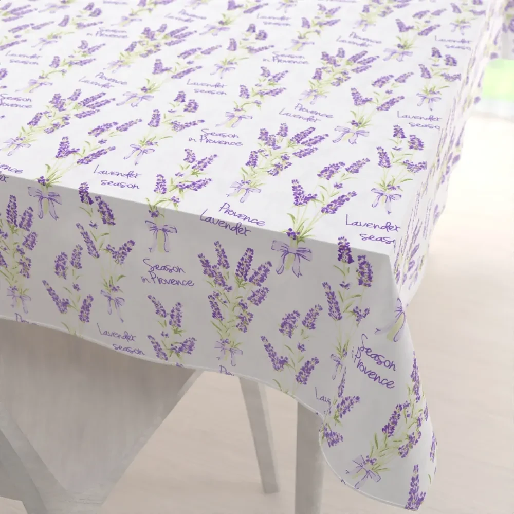 Biante Bavlnený obdĺžnikový obrus Sandra SA-294 Veľké zväzky levandúľ na bielom 140x220 cm