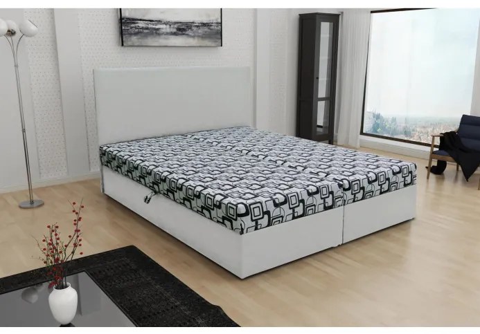 Odolná čalúnená posteľ s úložným priestorom DANIELA 180x200, biela + šedá