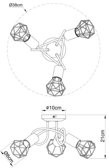 Globo 54802S-3D - Prisadený luster XARA 3xE14/40W/230V