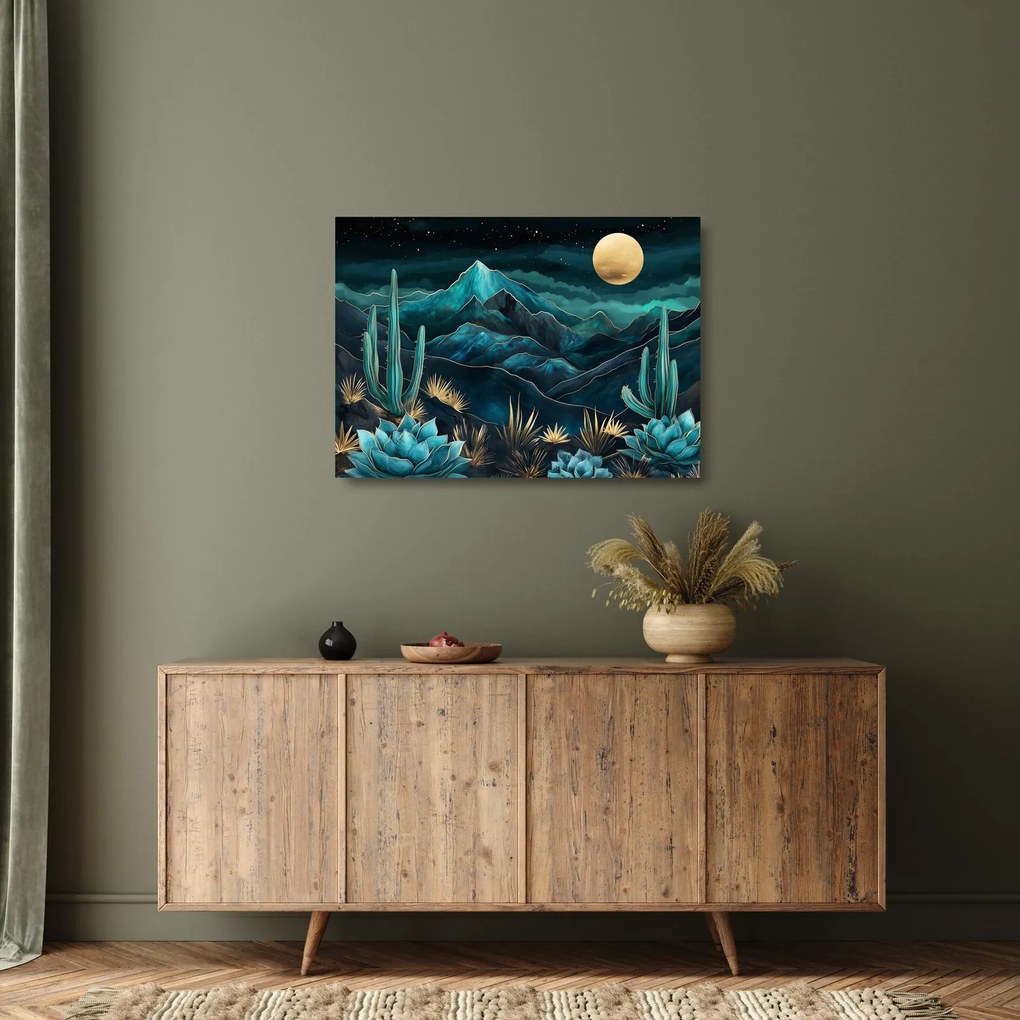 Sklenený obraz - Tyrkysová noc (70x50 cm)