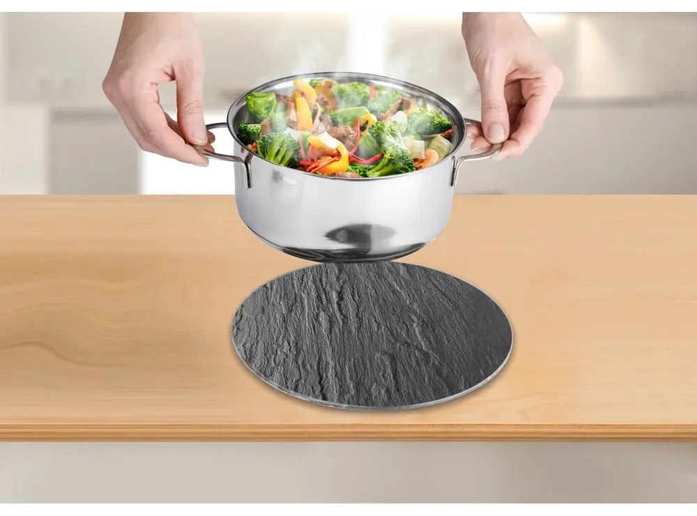 Čierna sklenená podložka pod hrniec Wenko Trivet, 20 cm