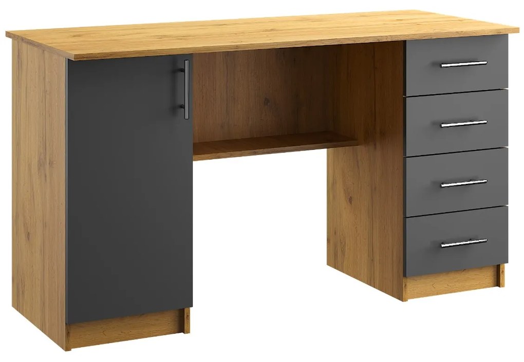 KANTOR KIT písací stôl N03, antracit / dub Apalačský, pravý