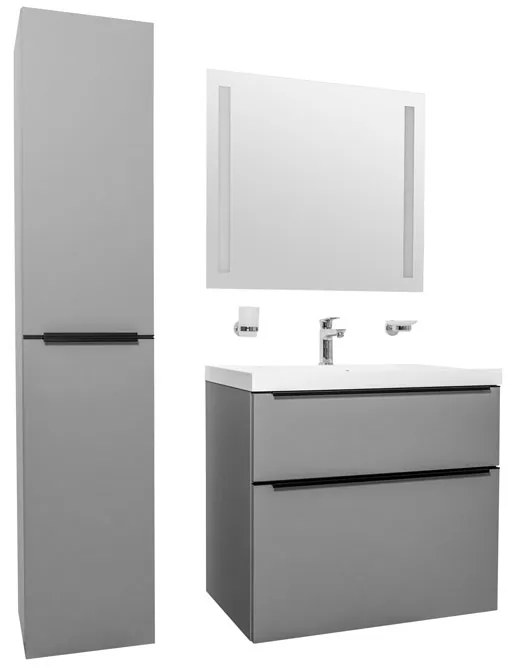Mereo, Mereo Mailo, kúpeľňová skrinka 61 cm, čierne madlo, Multidecor, Dub Bardolino, MER-CN590SBDBAR