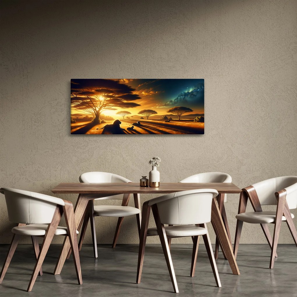 Obraz - Oddychujúce levy (120x50 cm)