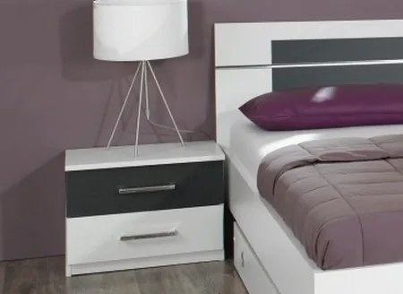 Posteľ s nočnými stolíkmi Burano 180x200 cm, biela / sivá