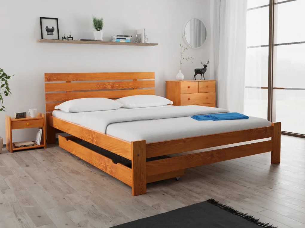 Posteľ PARIS zvýšená 120 x 200 cm, jelša Rošt: S lamelovým roštom, Matrac: Matrac COCO MAXI 20 cm