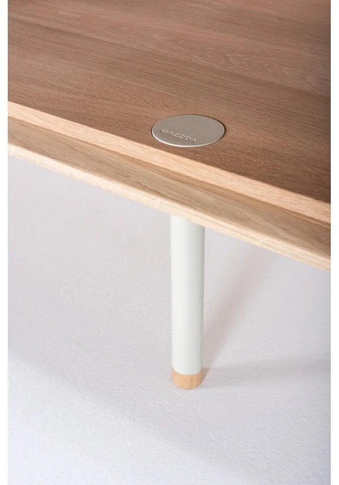 TV stolík z dubového dreva v bielo-prírodnej farbe 150x64 cm Fina – Gazzda