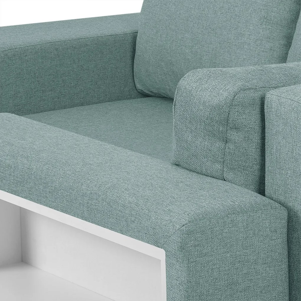 Rozkládací rohová sedací souprava MODO3 + 2 Taburety Mentolová