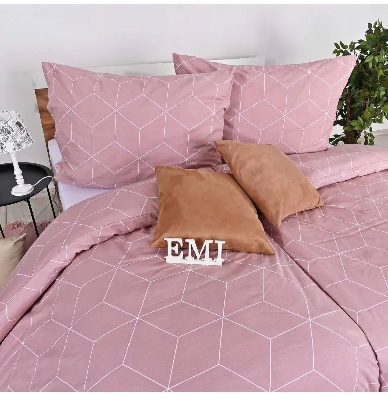 Flanelové obliečky Alya rosa EMI, Štandardný set jednolôžko obsahuje 1x 140x200 + 1x 70x90