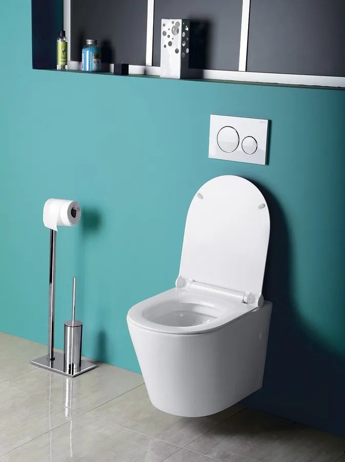 Sapho, PACO RIMLESS WC kombi, spodný/zadný odpad, čierna, PC1012WRB