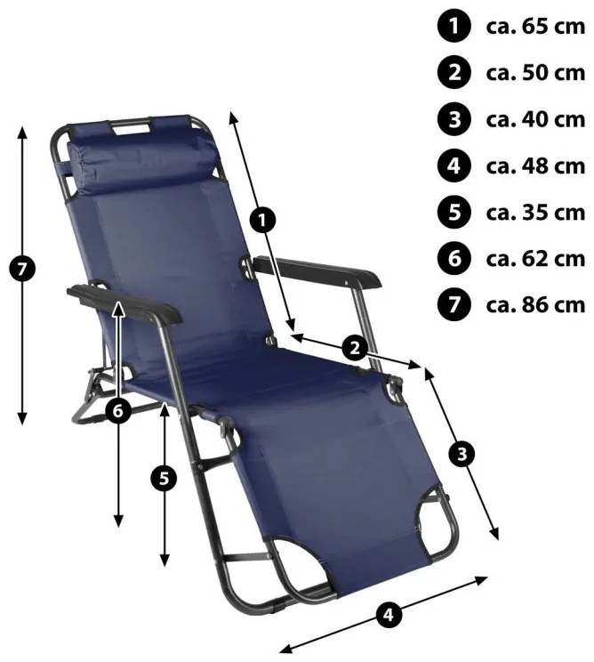 Garthen 29462 Skladacie záhradné lehátko - modrá