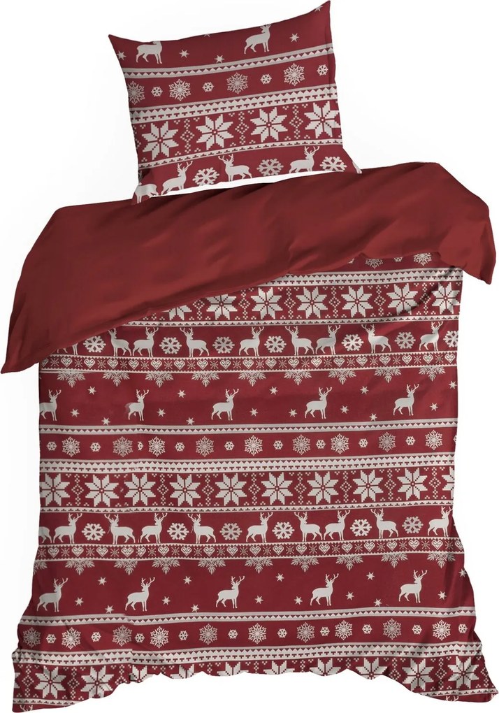 VIANOČNÉ RENFORCÉ OBLIEČKY OSLO 140X200 CM, 1 KS 70X80 CM VZOROVANÉ