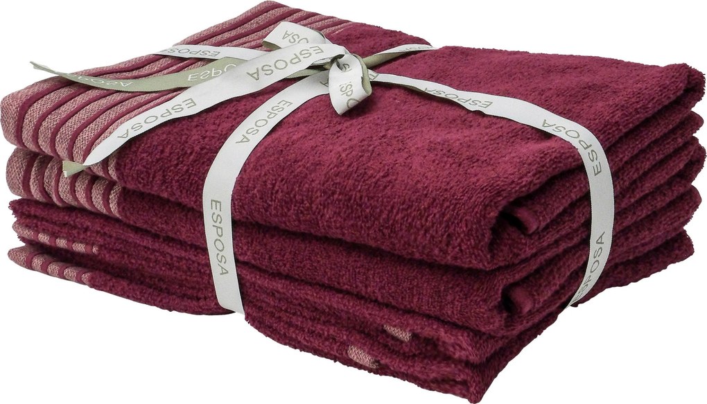 XXXLutz SADA FROTÉ UTERÁKOV, bobuľová Esposa - Kúpeľňový textil - 004417012201