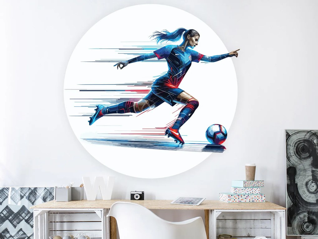 Futbalistka 02 textilní prelepiteľná nálepka na stenu hárok 45 x 45 cm
