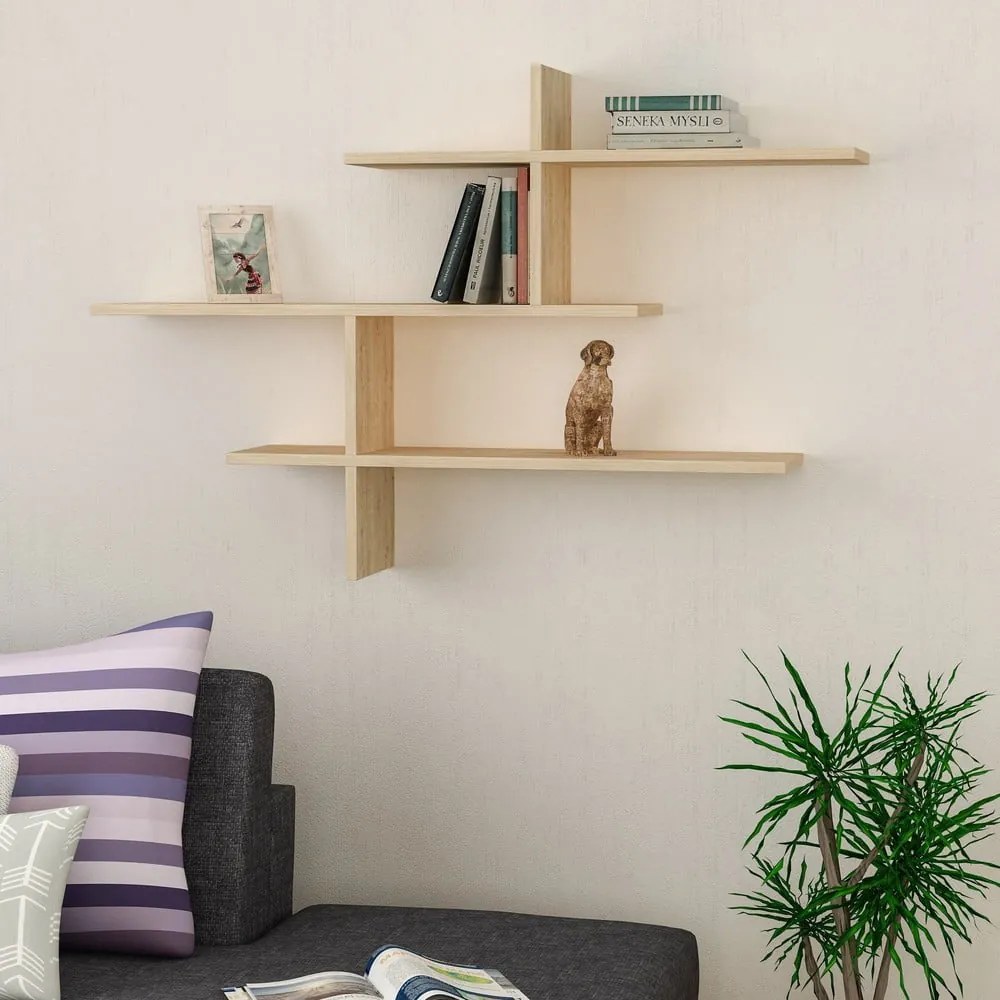 Poschodová polica v dekore duba v prírodnej farbe 123 cm Leo – Kalune Design