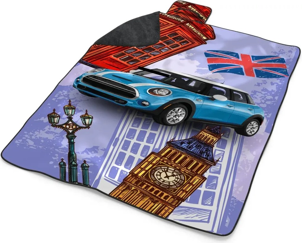 Sablio Plážová deka Mini sedan Londýn: 200x140 cm