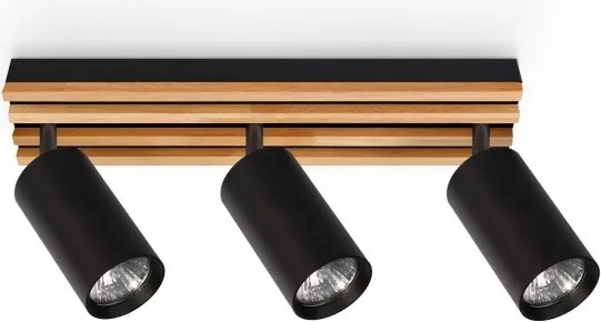 Brilagi - Bodové svietidlo SELE WOOD 3xGU10/30W/230V čierna/drevo