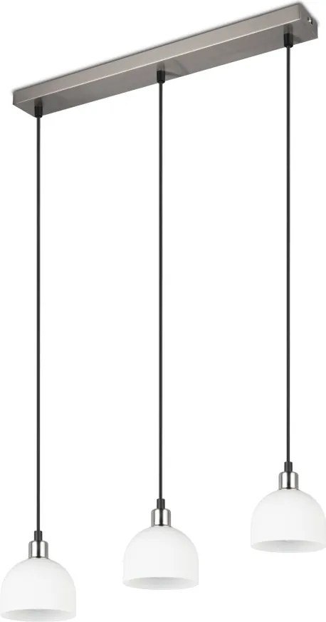 Závesné stropné osvetlenie Molly, matný nikel/biele sklo