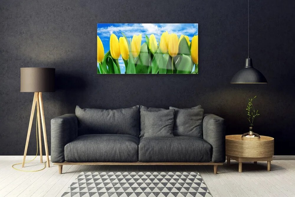 Obraz na skle Tulipány kvety 100x50 cm