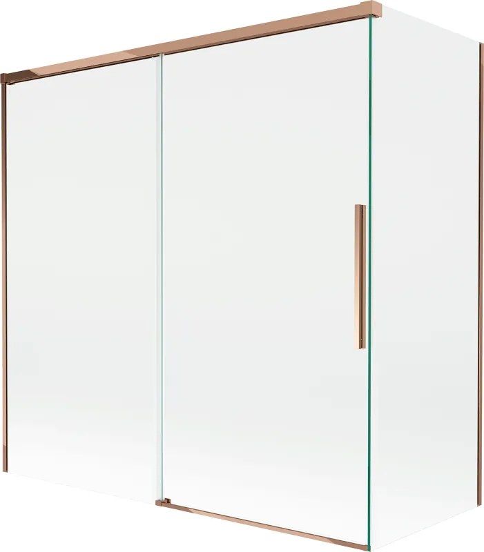 Mexen Rox, 2-krídlová posuvná vaňová zástena 160 + 70 x 150 cm, 8mm číre sklo, ružové zlato profil, 8C9-160-070-60-00