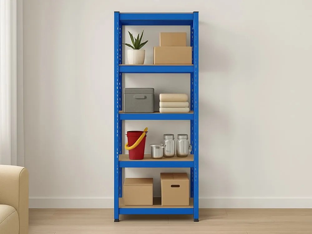 Akcia 3x Regál 180x90x40 cm lakovaný 5-policový, nosnosť 875 kg - modrý