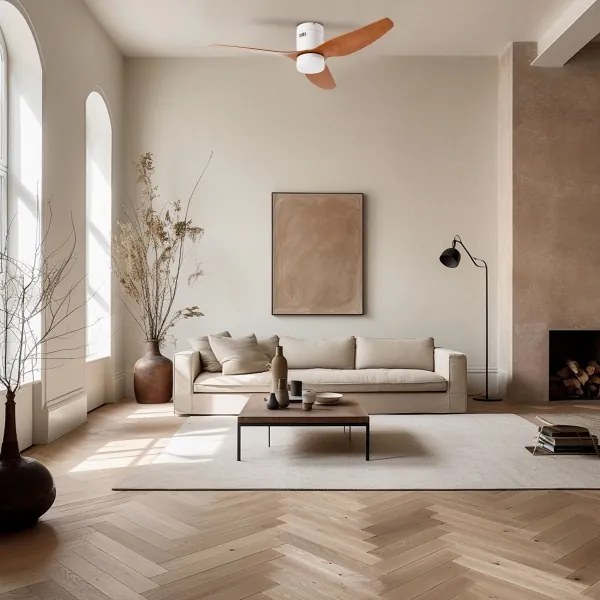 ZEVENTI - LED stropný ventilátor PADUA LED/18W/230V Wi-Fi Tuya biela/hnedá + diaľkové ovládanie