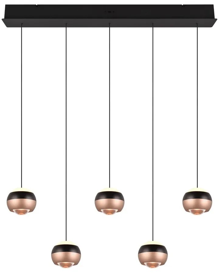 LED závesné svietidlo s kovovým tienidlom v čierno-medenej farbe Orbit - Trio Select