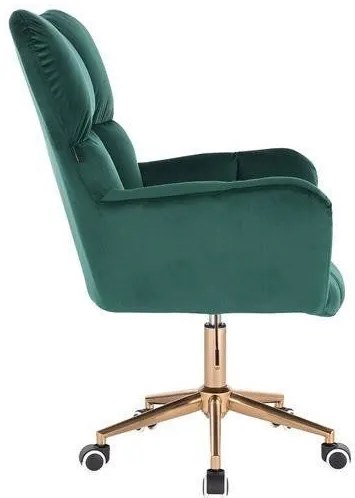 LuxuryForm DESIGN Otočné kreslo AURORA VELUR na zlatej podstave s kolieskami - zelené