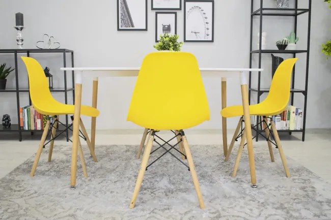 Set dvoch jedálenských stoličiek OSAKA žlté (hnedé nohy) 2ks