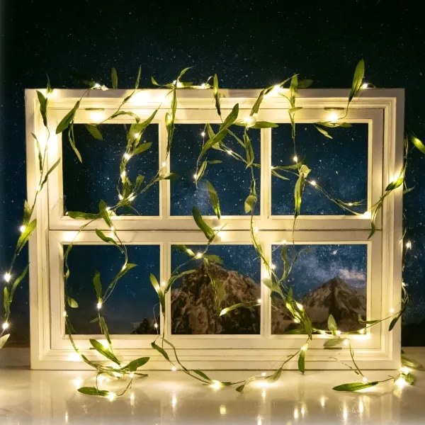 Aigostar - LED solárny reťazec 100xLED/12m IP65 teplá biela olive