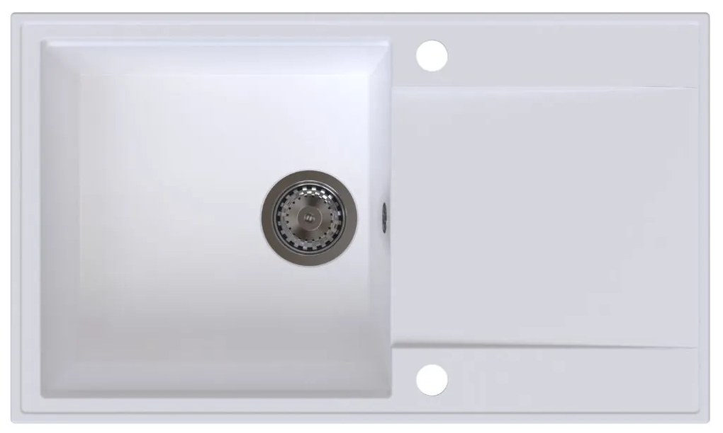 Sink Quality Sink55, kuchynský granitový drez 780x460x215 mm + grafitový sifón, biela, SKQ-SINK.W.1KDOL.XB