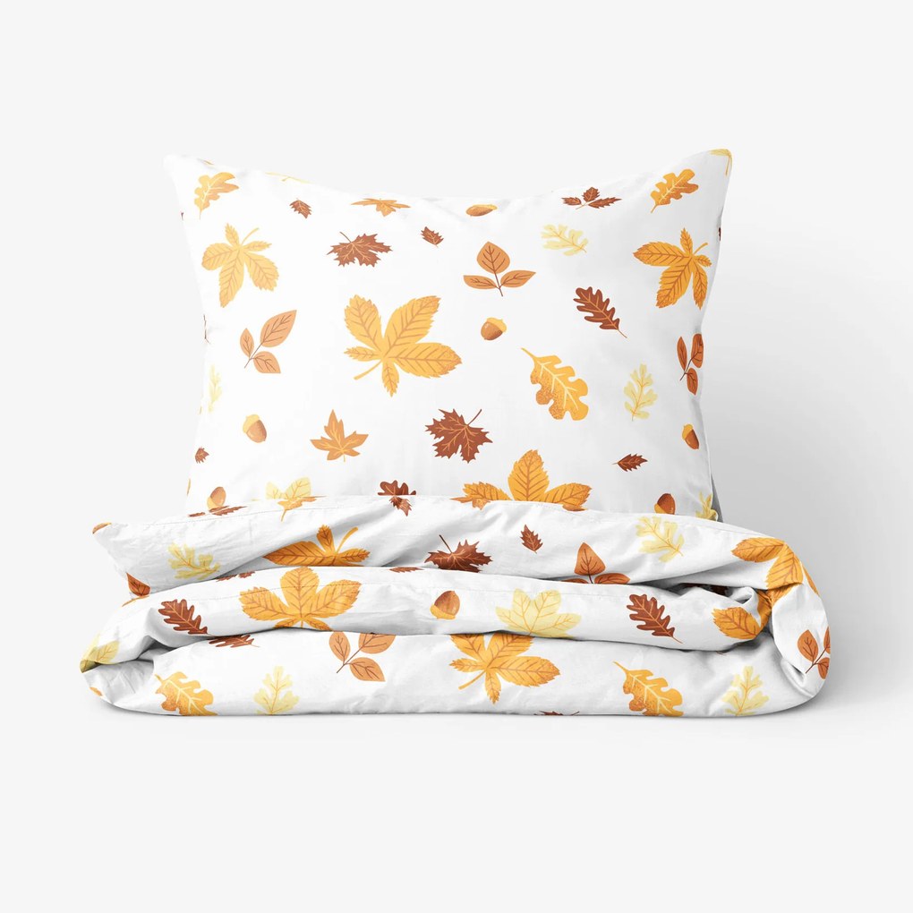 Goldea bavlnené posteľné obliečky - jesenné listy 140 x 220 a 70 x 90 cm